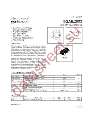 IRLML2803TR datasheet  